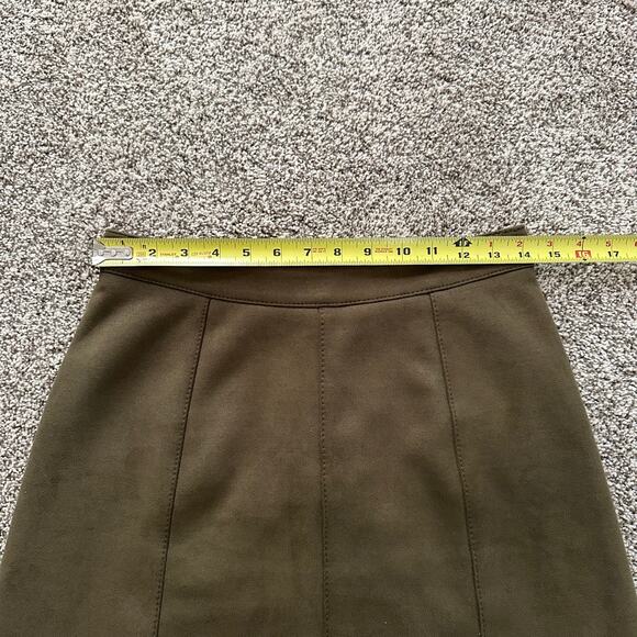 Maeve Anthropologie army green suede a-line mini skirt size 2 - Picture 9 of 9